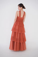 Custom Halter Tiered Cutout Gown