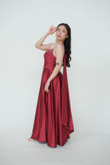 One Shoulder Cape Satin Gown