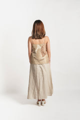 Linen Ruffle Midi Skirt