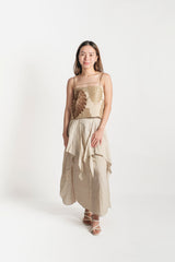 Linen Ruffle Midi Skirt