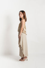 Linen Ruffle Midi Skirt