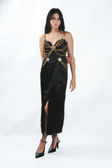 Custom Draped Chain Midi Dress