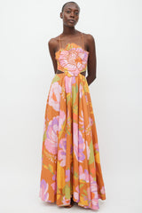 Multicolor Linen Floral Dress