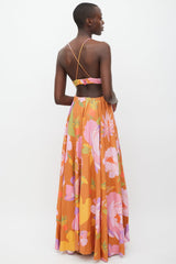 Multicolor Linen Floral Dress