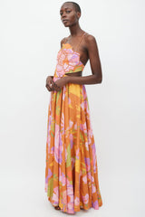 Multicolor Linen Floral Dress
