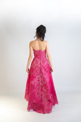 Custom High Low Strapless Tulle Gown