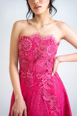 Custom High Low Strapless Tulle Gown