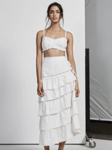 Ruffle Layered Midi Skirt