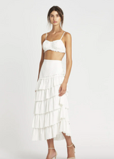 Ruffle Layered Midi Skirt