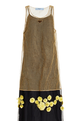 Sleeveless Knit See-Through Dress with 3D Flower Details