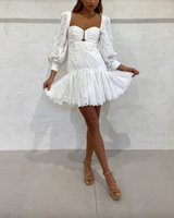 Corset Ruffled Eyelet Mini Dress