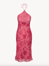 Halterneck Silk Midi Slip Dress