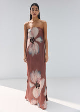 Strapless Floral Dress with Low Back Detail