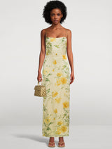 Honeyglow Floral Frankie Satin Midi Dress