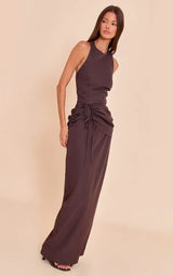 High Neck Ruched Maxi Dress
