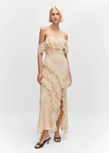Polka Dot Ruffle Maxi Dress