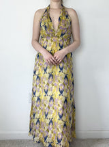 Printed Beaded Halter Dress