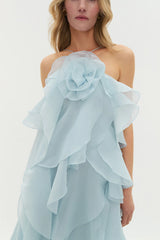 Silver Blue Pandorea Layered Maxi Dress