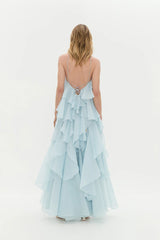 Silver Blue Pandorea Layered Maxi Dress