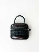 Wooden and Leather Woven Bag