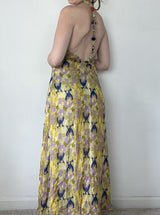 Printed Beaded Halter Dress