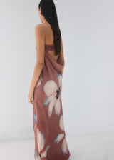 Strapless Floral Dress with Low Back Detail