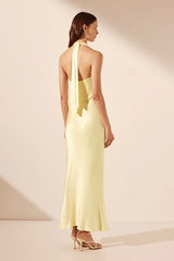 La Lune Plunge Halter Midi Dress