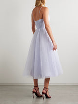 Pleated Tulle Midi Dress
