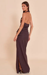 High Neck Ruched Maxi Dress