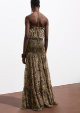 Leopard Print Halter Maxi Dress