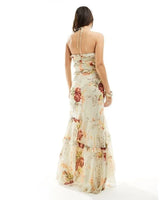 Halter Ruffle Maxi Dress With High Low Hem