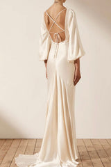 La Lune Ruched Bodice Balloon Sleeve Maxi Dress