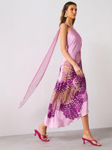 One Shoulder Orchid Maxi Dress with Scarf Detail