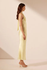 La Lune Plunge Halter Midi Dress
