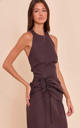 High Neck Ruched Maxi Dress