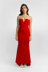 Custom Red Strapless Gown