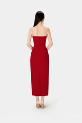 Red Twisted Midi Dress