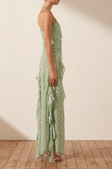 Aurore Ruched Frill Maxi Dress