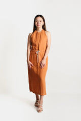 Linen Halter Midi Dress