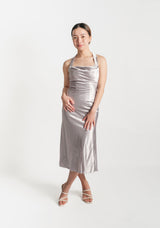 Custom Silver Halter Dress