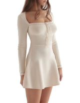 Caprice Cream Dainty Knit Mini Dress