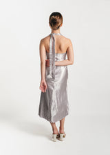 Custom Silver Halter Dress