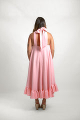 Halter Neck Ruffle Hem Maternity Dress
