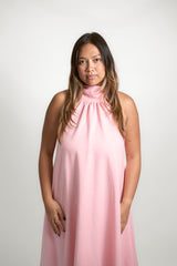 Halter Neck Ruffle Hem Maternity Dress