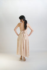 White Polka-Dot Bow Back Gown