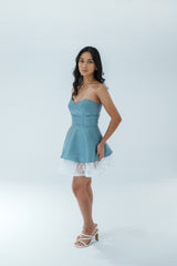 Strapless Sweatheart Neckline Cocktail Dress with Lace Hem