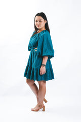 Chambray Eyelet Mini Dress