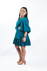 Chambray Eyelet Mini Dress