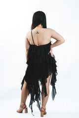 Silk Chiffon Ruffled Dress