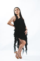 Silk Chiffon Ruffled Dress